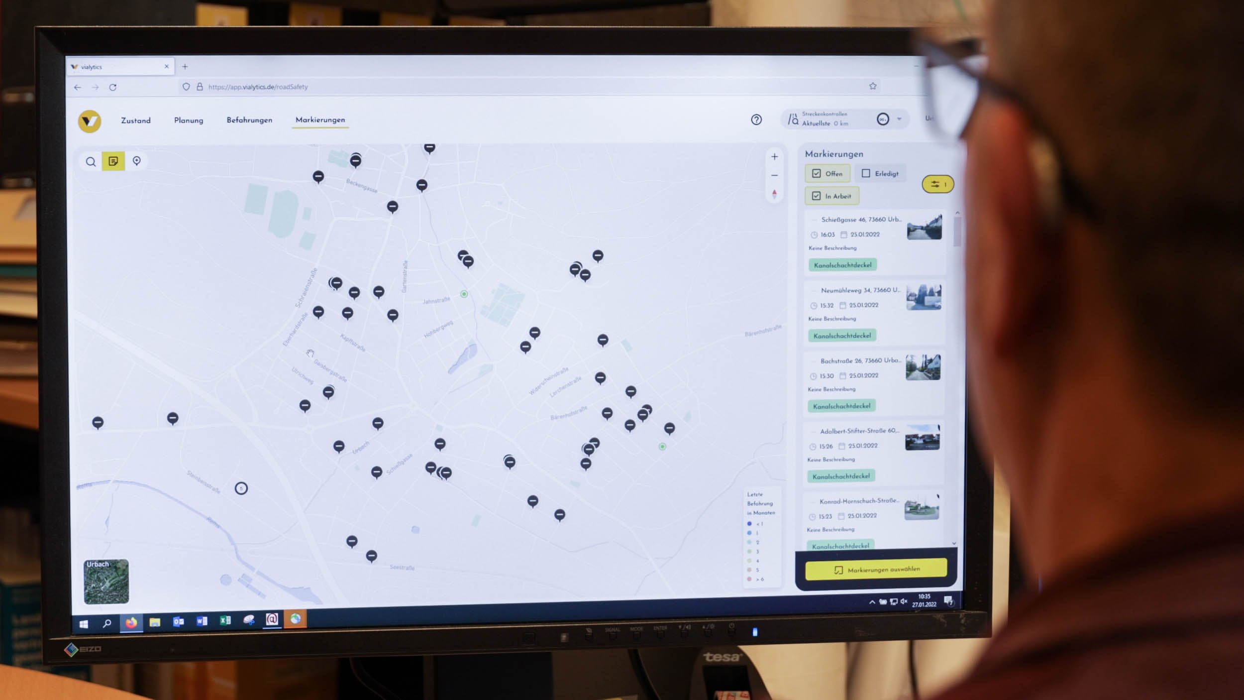 Le système web vialytics s'ouvre sur ordinateur